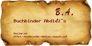 Buchbinder Abdiás névjegykártya